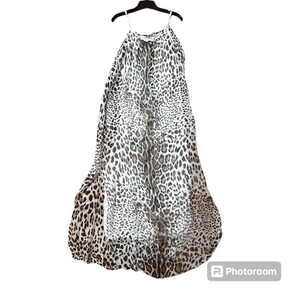 Made in Italy NWT 100% Silk Sheer Animal Print Maxi Dress Fully lined Size M/L